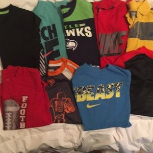 9 short sleeve shirts,boys small Nike, Oshkosh ect